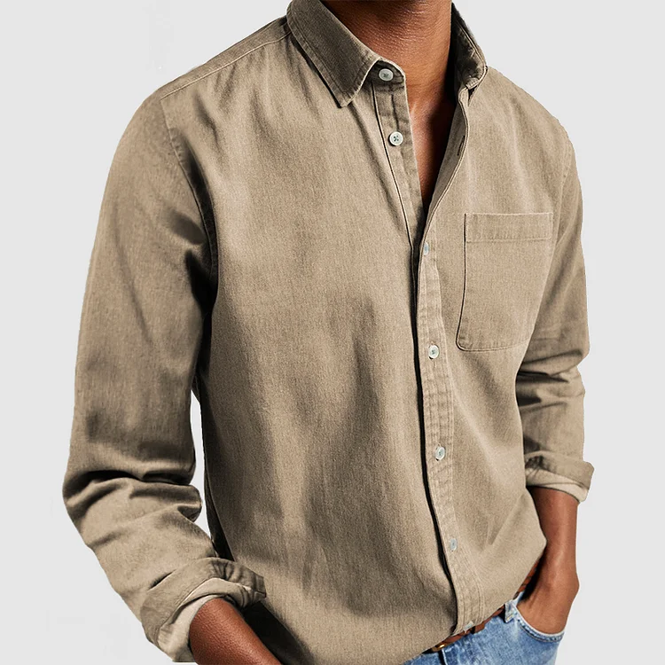 Camicia Casual da Uomo in Lino e Cotone a Maniche Lunghe