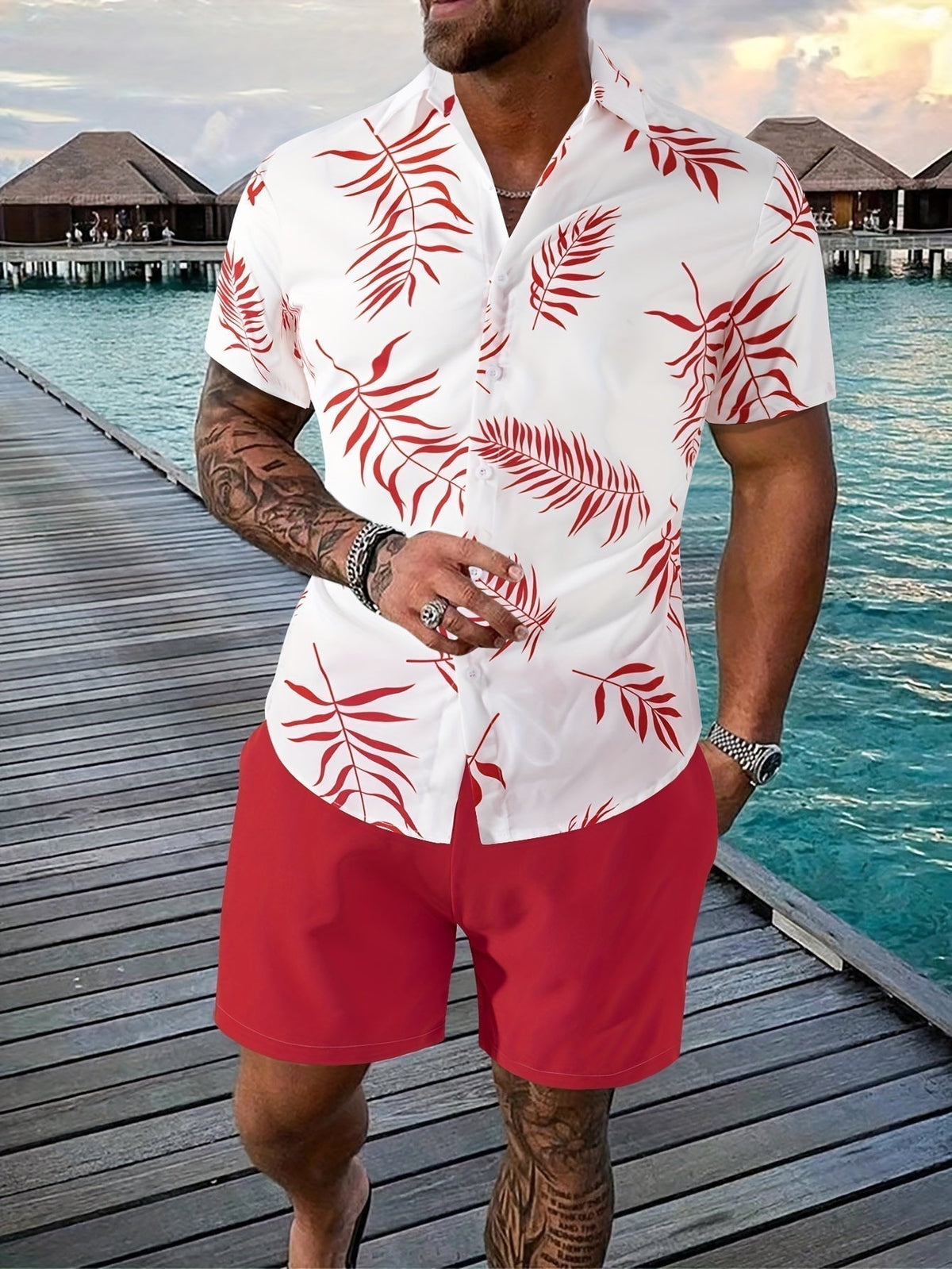 Ensemble estival pour homme, chemise et short