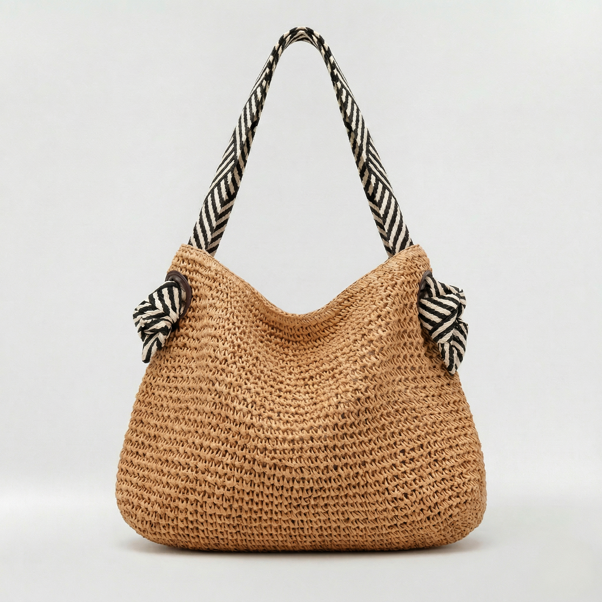 Borsa tote in paglia intrecciata da donna con spalla