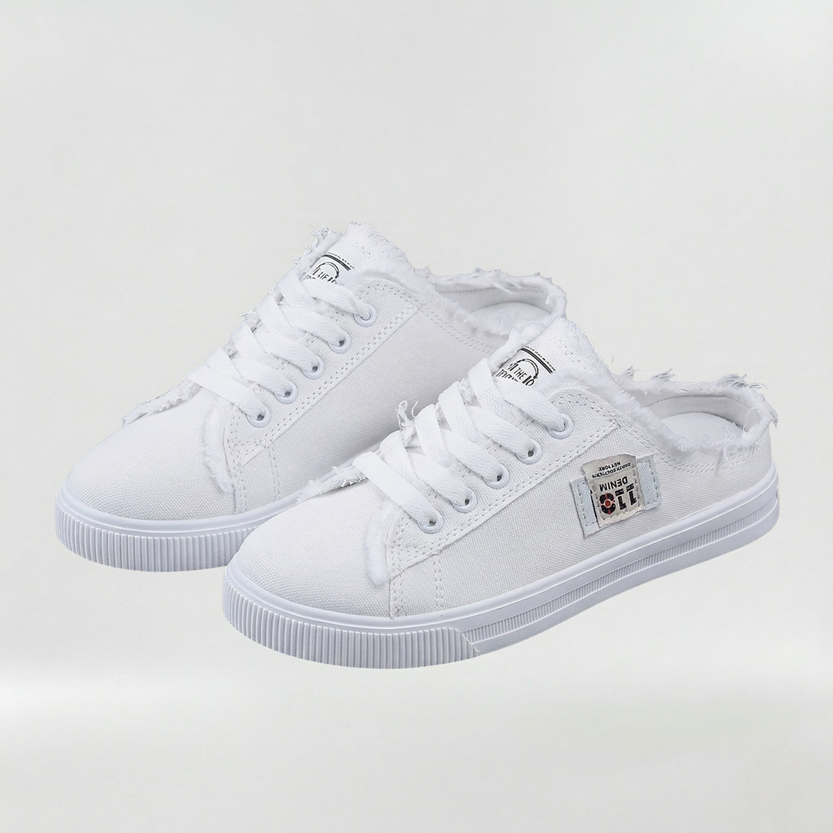 Γυναικεία casual sneakers από ύφασμα με κορδόνια, άνετα καλοκαιρινά χαμηλά παπούτσια χωρίς φτέρνα