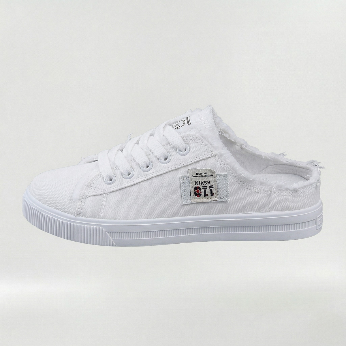 Casual sneakers til kvinder i tekstil med snørebånd, lave, komfortable sommersko uden hælkappe