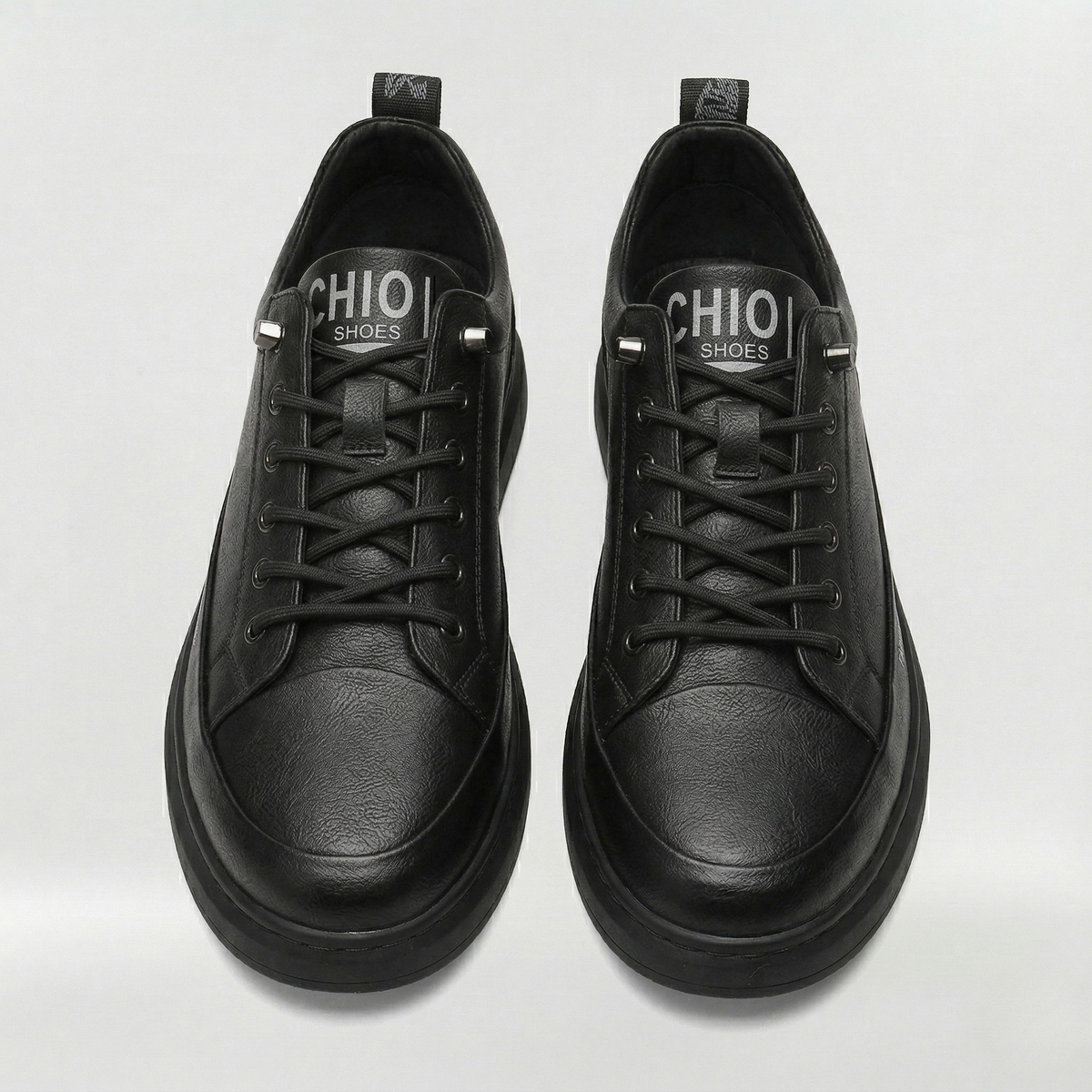 Baskets homme décontractées en cuir synthétique à lacets, chaussures basses sportives urbaines