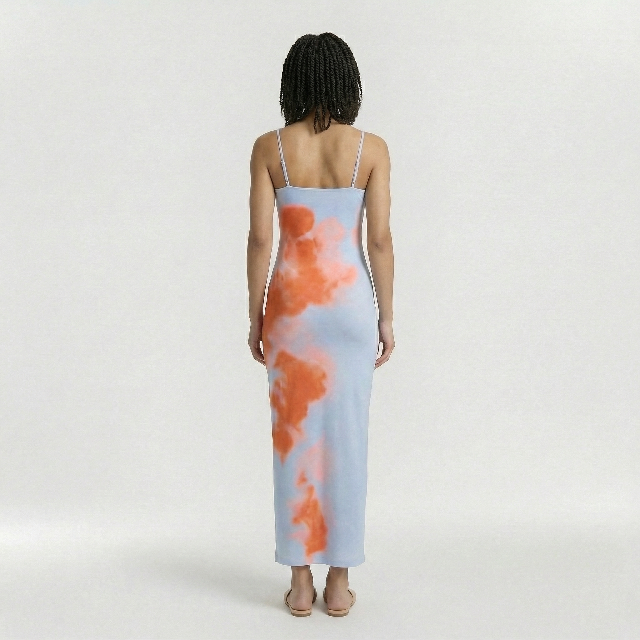 Women's strapless printed maxi dress for the beach
