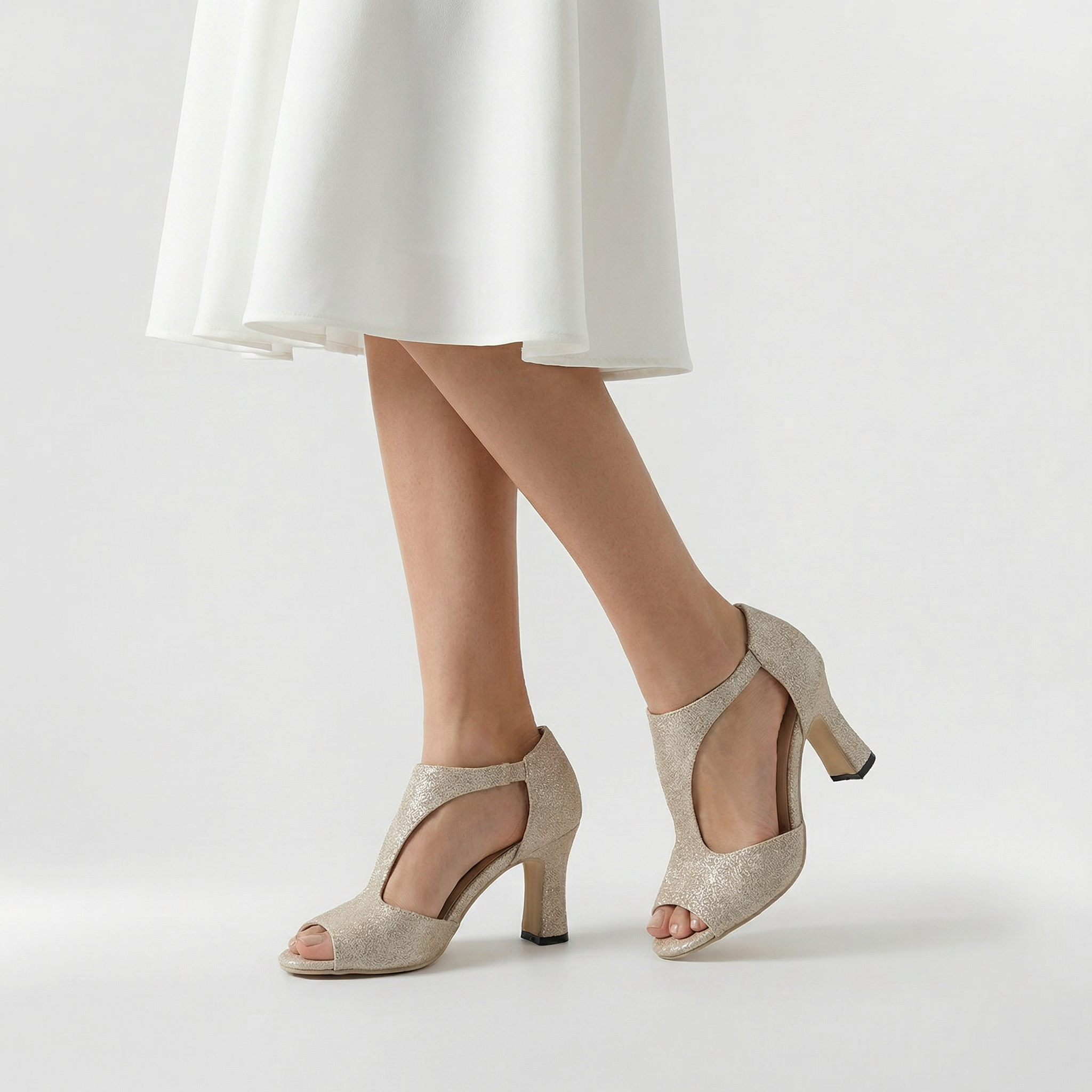 Sandales pour femme à talon moyen et bout ouvert, chaussures élégantes pour le soir et les cérémonies