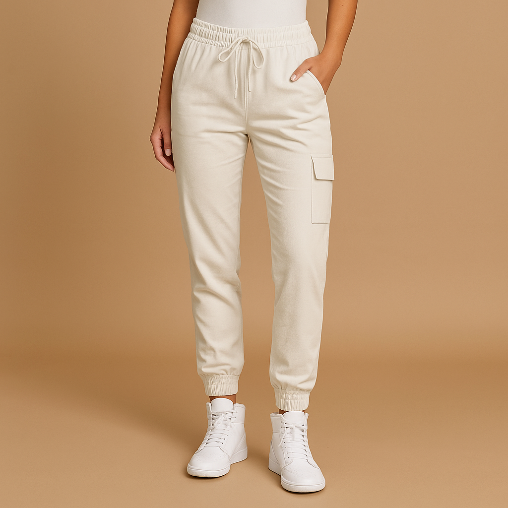 Pantaloni Jogger Cargo da Donna con Tasche e Vita Elasticizzata