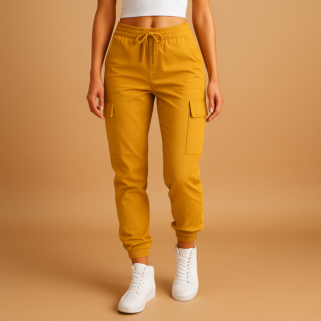 Pantaloni Jogger Cargo da Donna con Tasche e Vita Elasticizzata