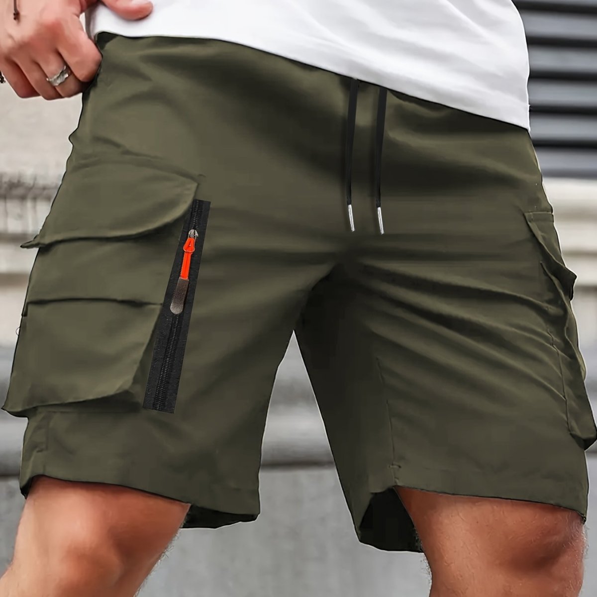 Pantaloncini Cargo Leggeri da Uomo con Tasche a Zip