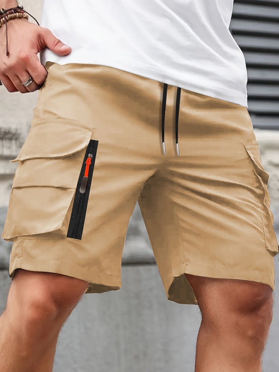 Pantaloncini Cargo Leggeri da Uomo con Tasche a Zip