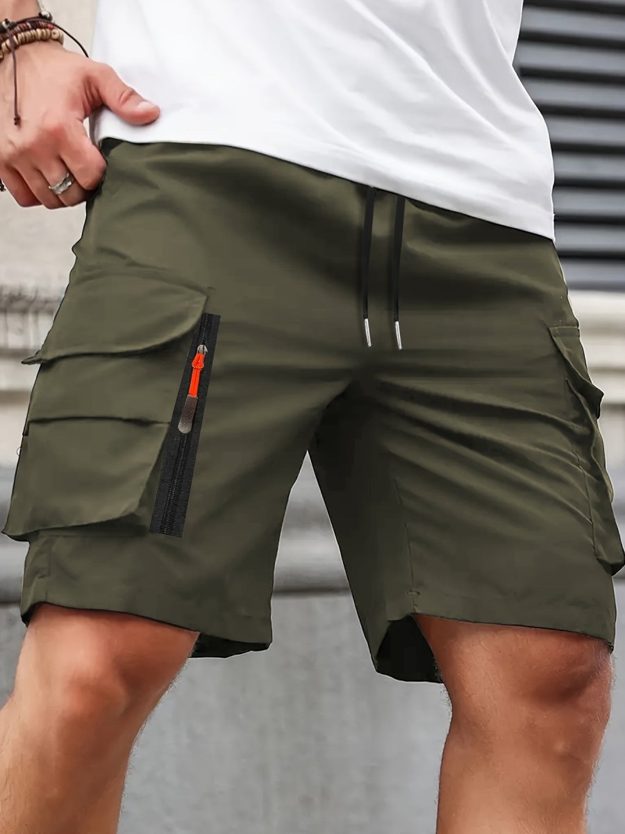 Pantaloncini Cargo Leggeri da Uomo con Tasche a Zip