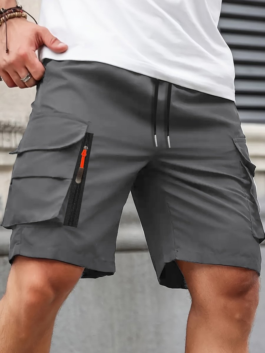Pantaloncini Cargo Leggeri da Uomo con Tasche a Zip