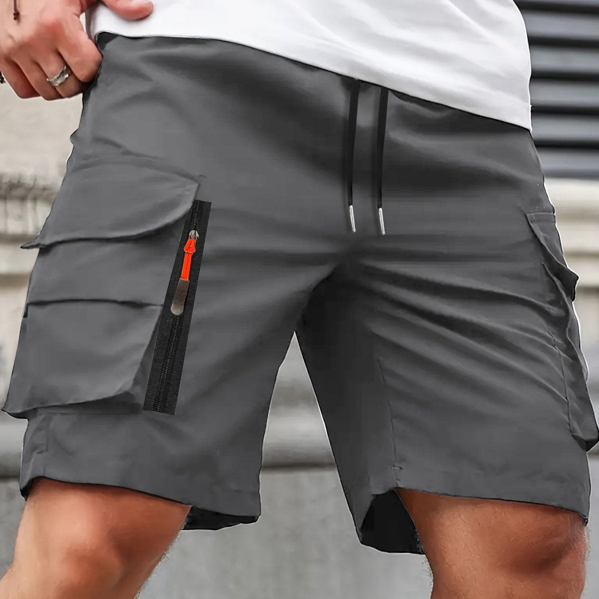 Pantaloncini Cargo Leggeri da Uomo con Tasche a Zip