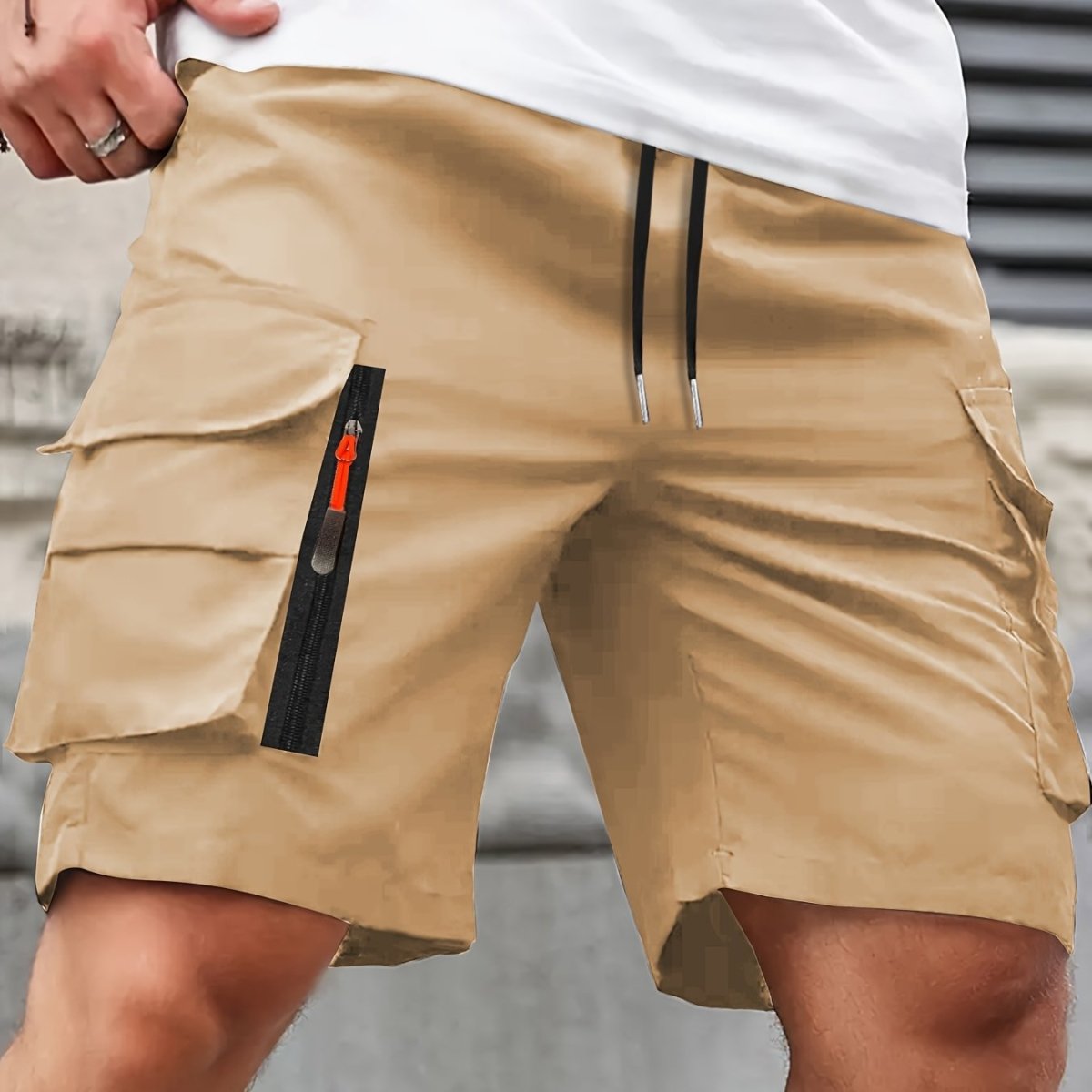 Pantaloncini Cargo Leggeri da Uomo con Tasche a Zip