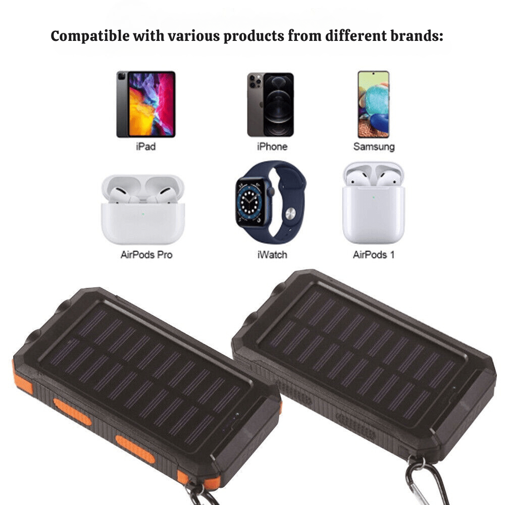 Power Bank Solare Impermeabile e Antiurto 10000 mAh