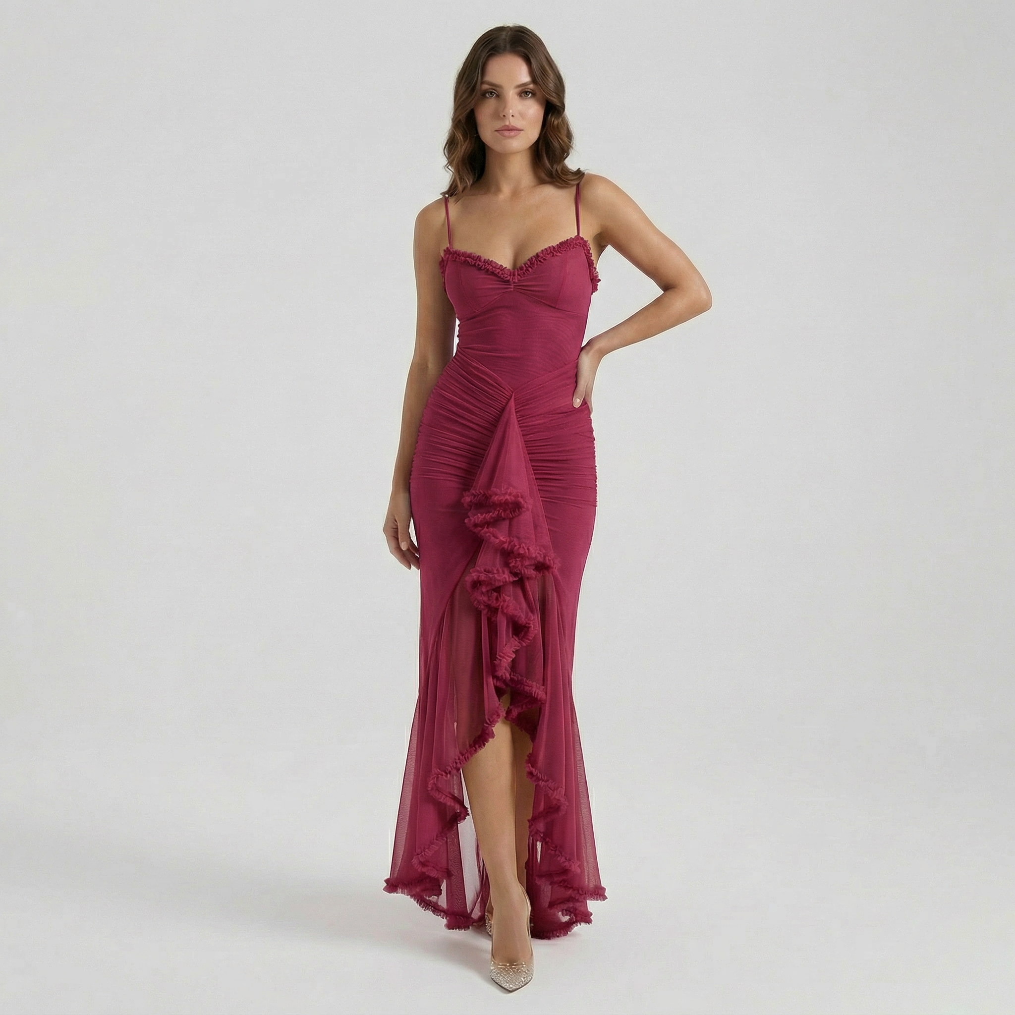 Elegant Women's Maxi Dress with Slit – Flowing Long Summer Dress