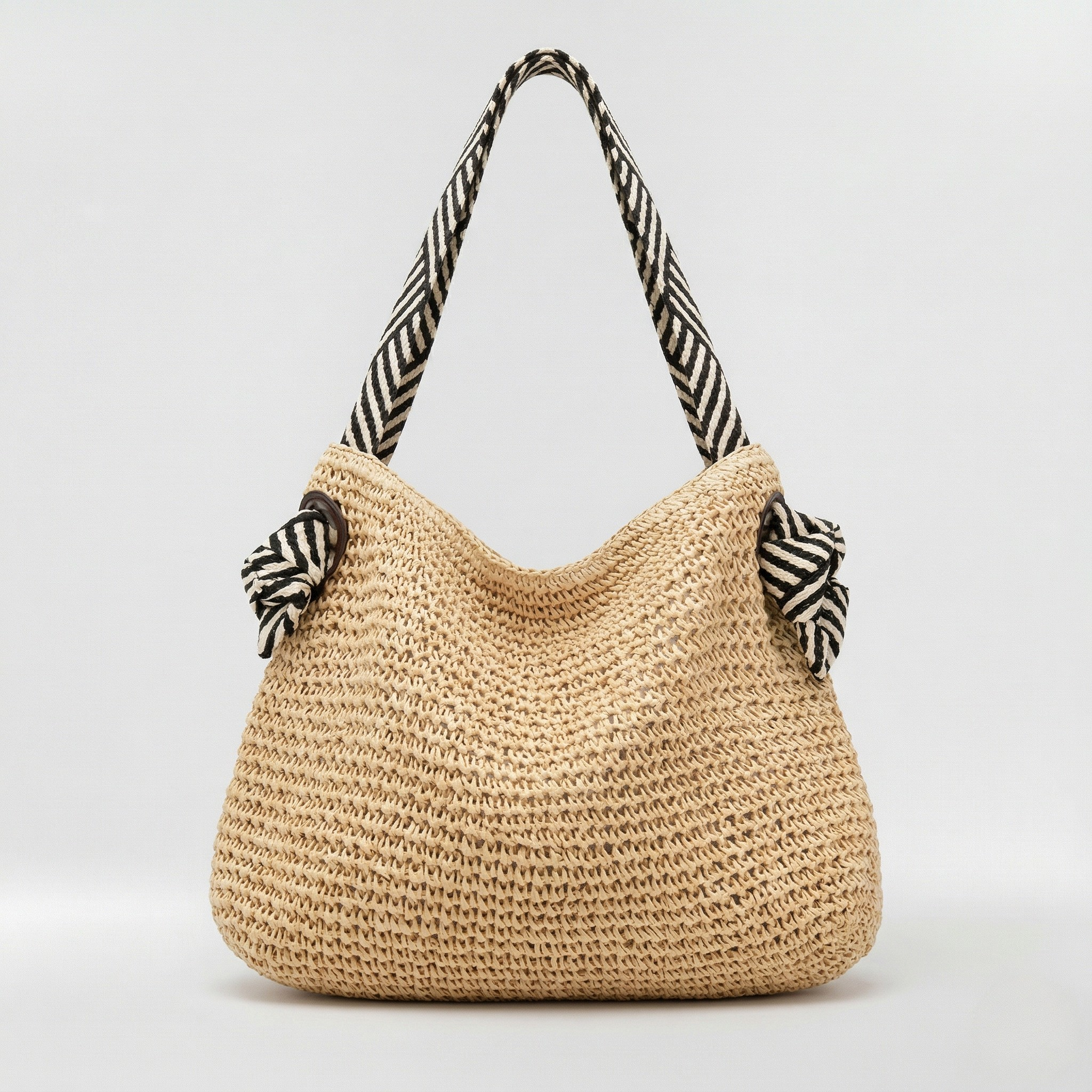 Borsa tote in paglia intrecciata da donna con spalla