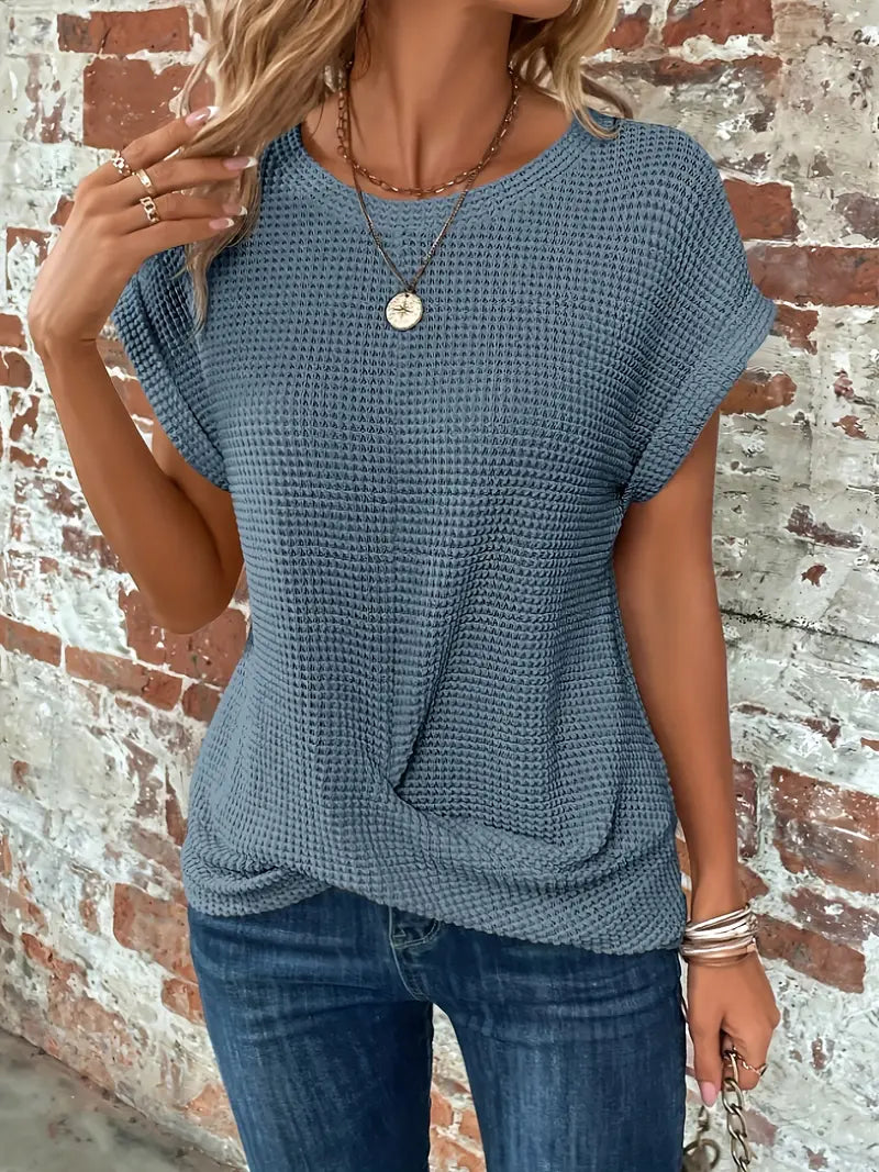 T-shirt Estivo da Donna con Maniche Corte e Girocollo in Tessuto Leggero