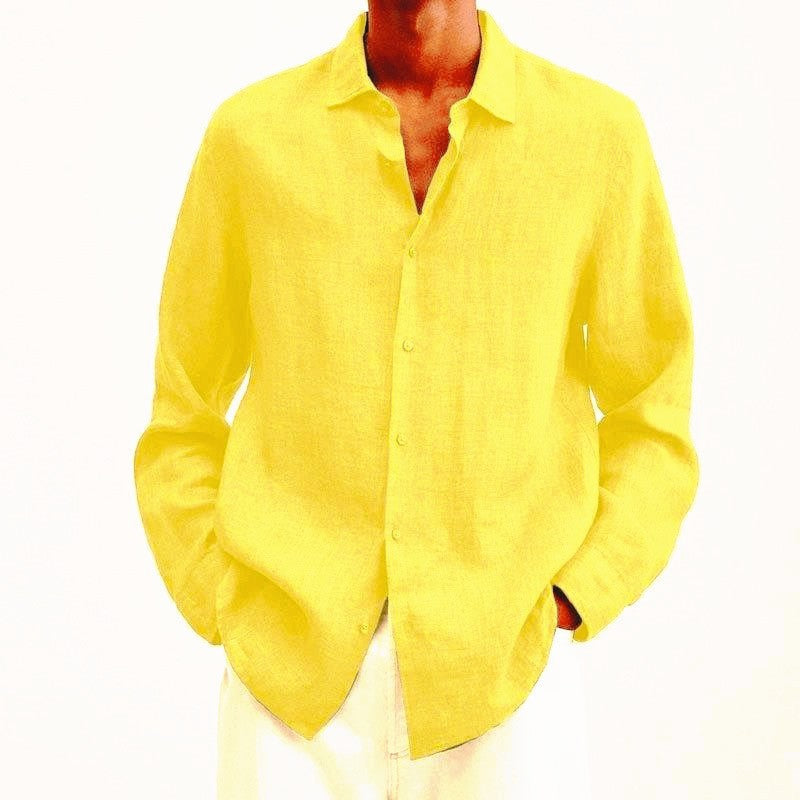 Camisa de lino de manga larga para hombre