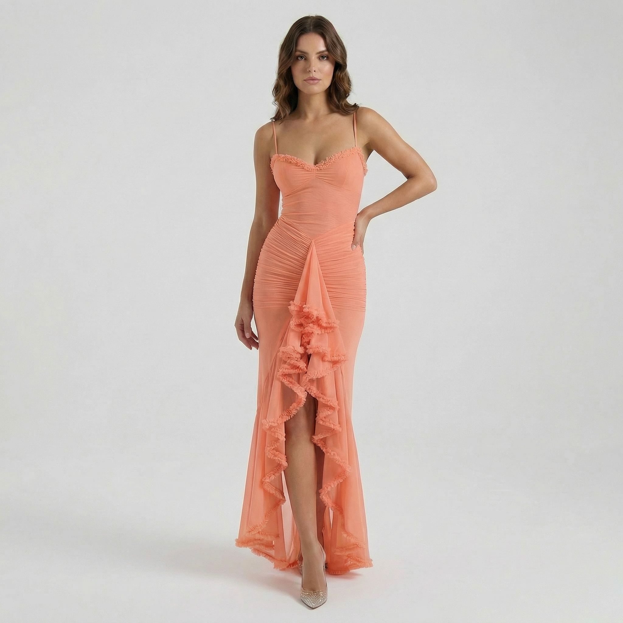 Elegant Women's Maxi Dress with Slit – Flowing Long Summer Dress