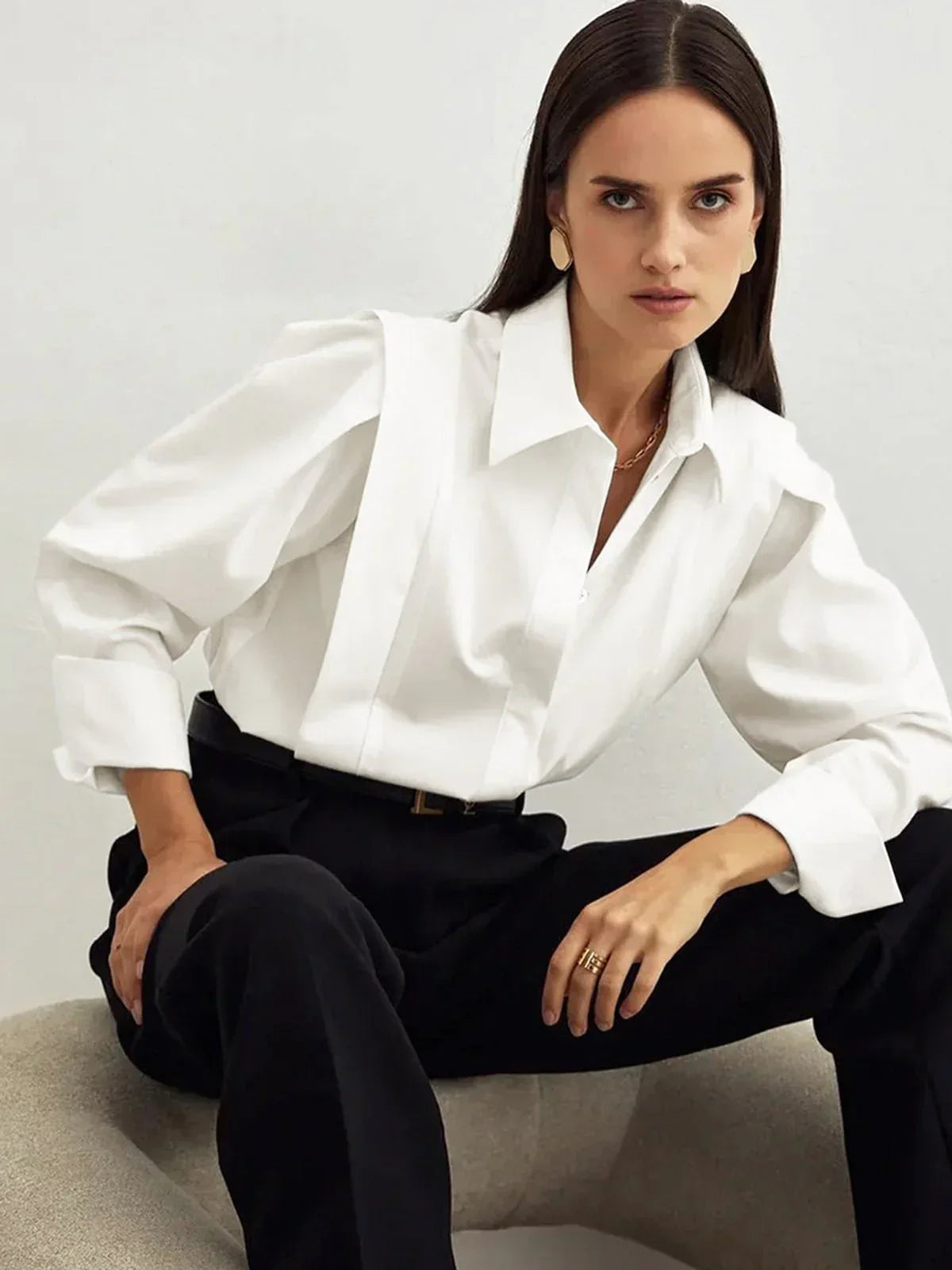 Camicia donna a quadri con bottoni multipli e colori vari