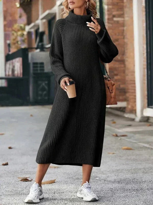 Abito Donna Lungo in Maglia con Collo Alto