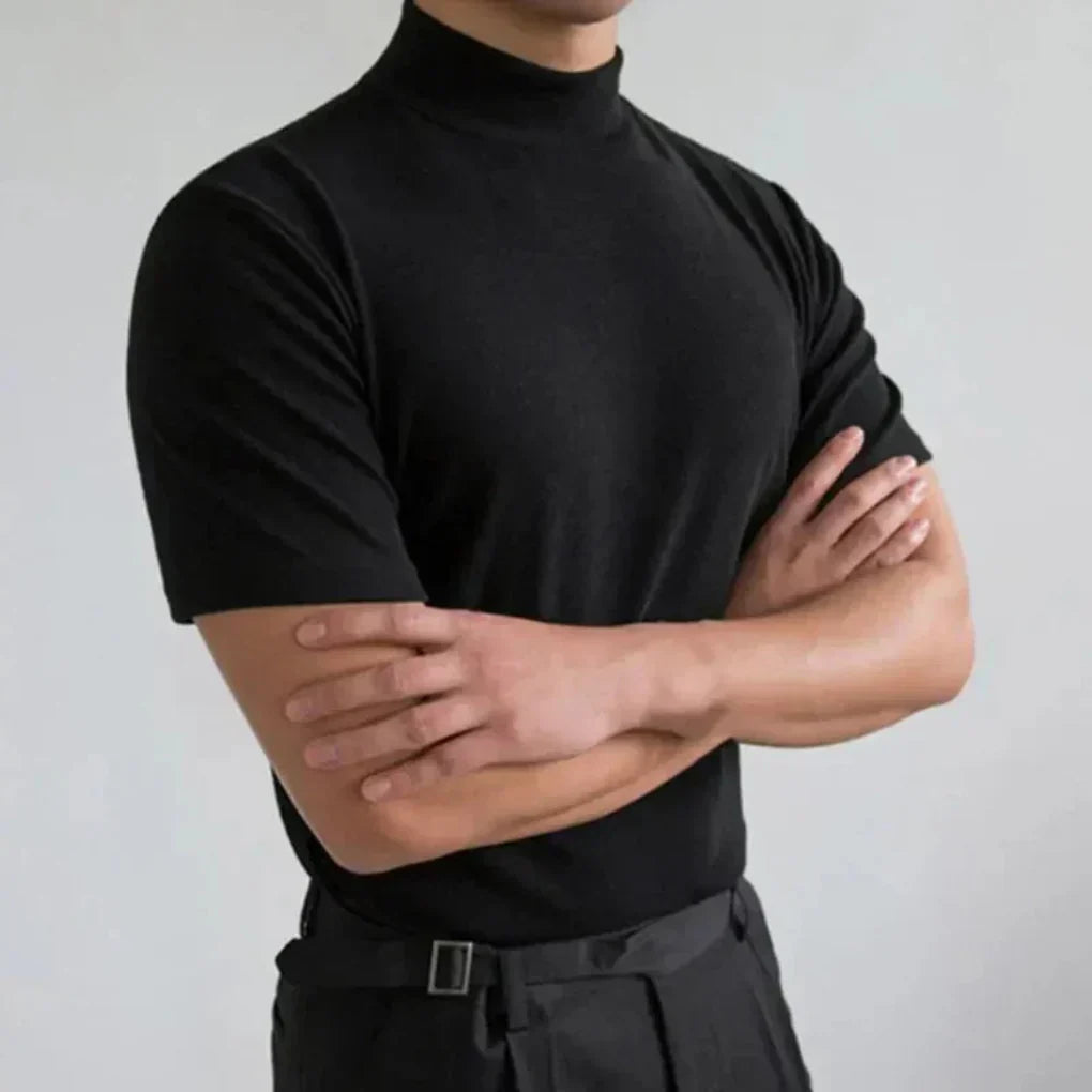 T-Shirt Uomo a Collo Alto Slim Fit a Maniche Corte