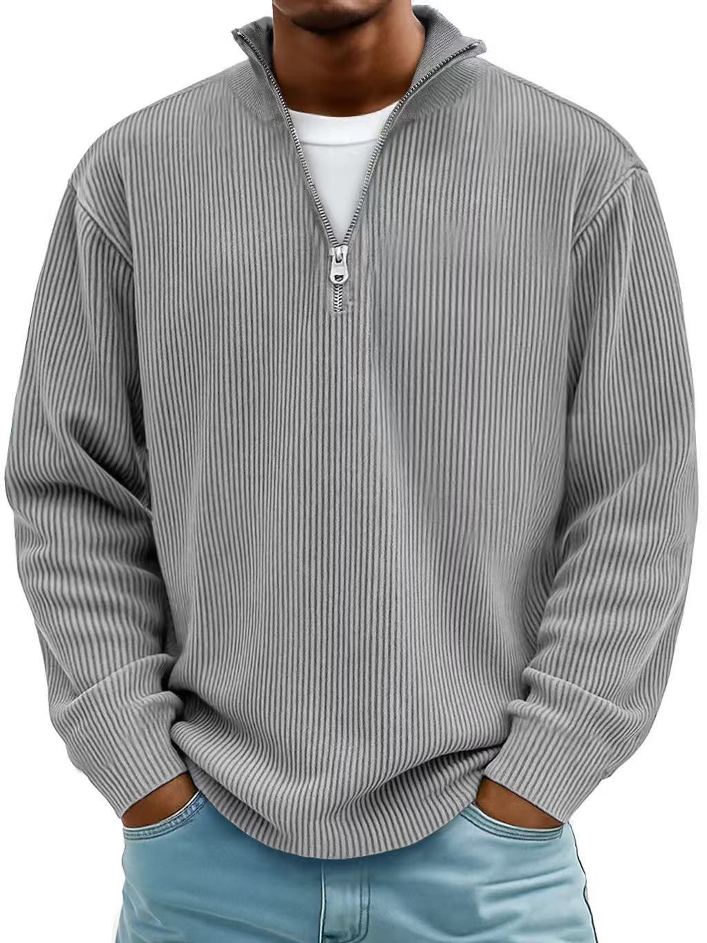 Maglia da Uomo con Collo a Zip e Tessuto a Coste