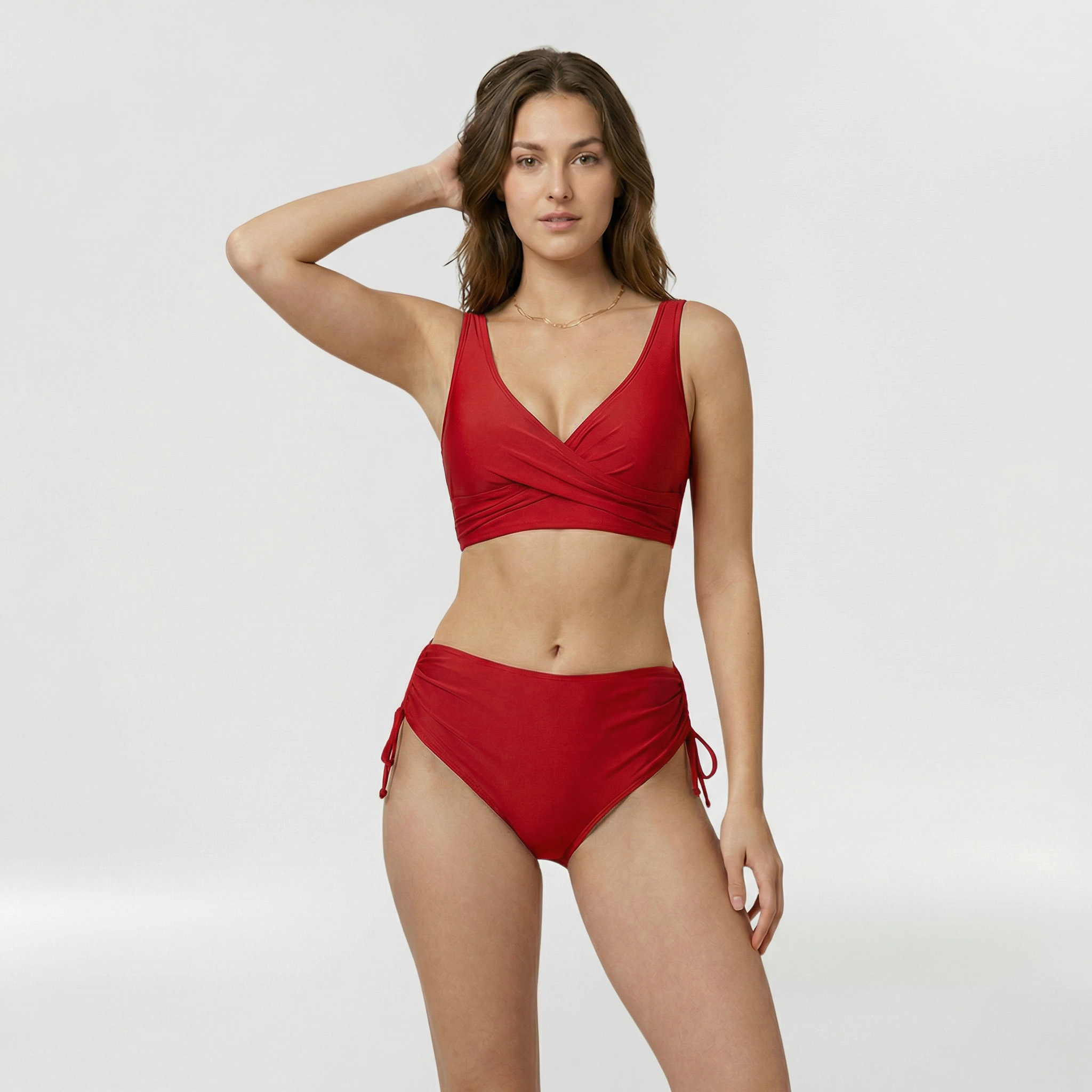 Women's bikini with crossed top and wide straps for the beach