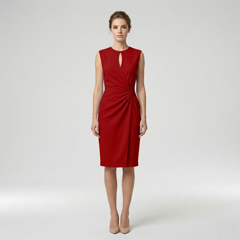 Elegant Sleeveless Women's Midi Dress – Refined Slim Fit Dress