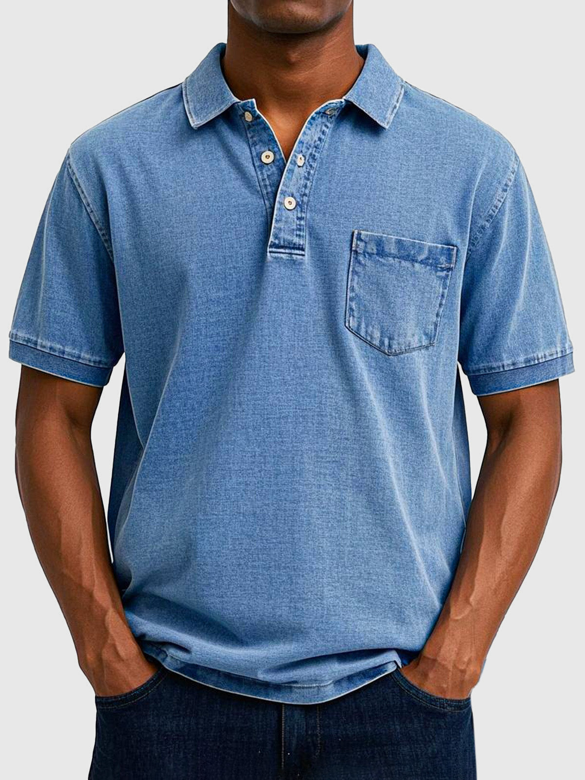 Polo Uomo Casual a Maniche Corte con Taschino – Cotone Traspirante