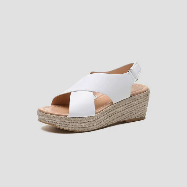 Sandali Platform Donna con Zeppa in Corda e Fasce Incrociate