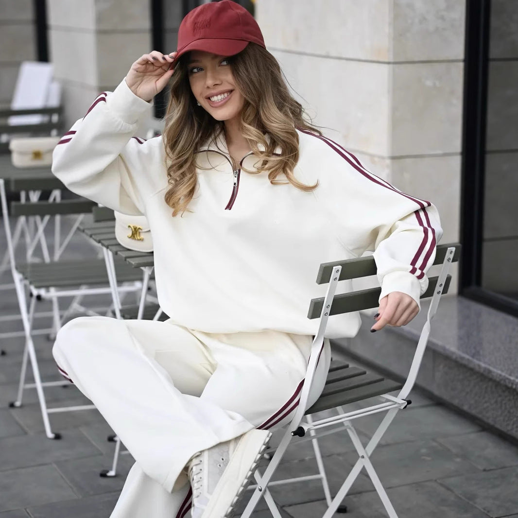 Completo Donna Oversize con Felpa e Pantaloni a Gamba Larga