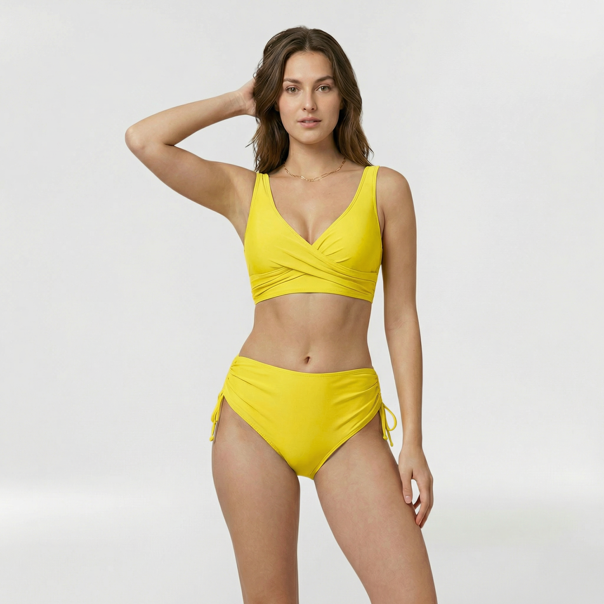 Women's bikini with crossed top and wide straps for the beach
