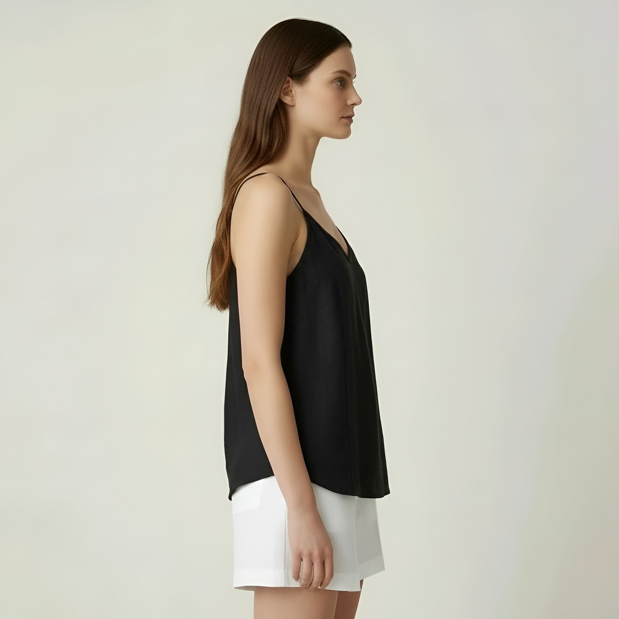 Canotta donna lino estiva spalline sottili top casual leggero traspirante