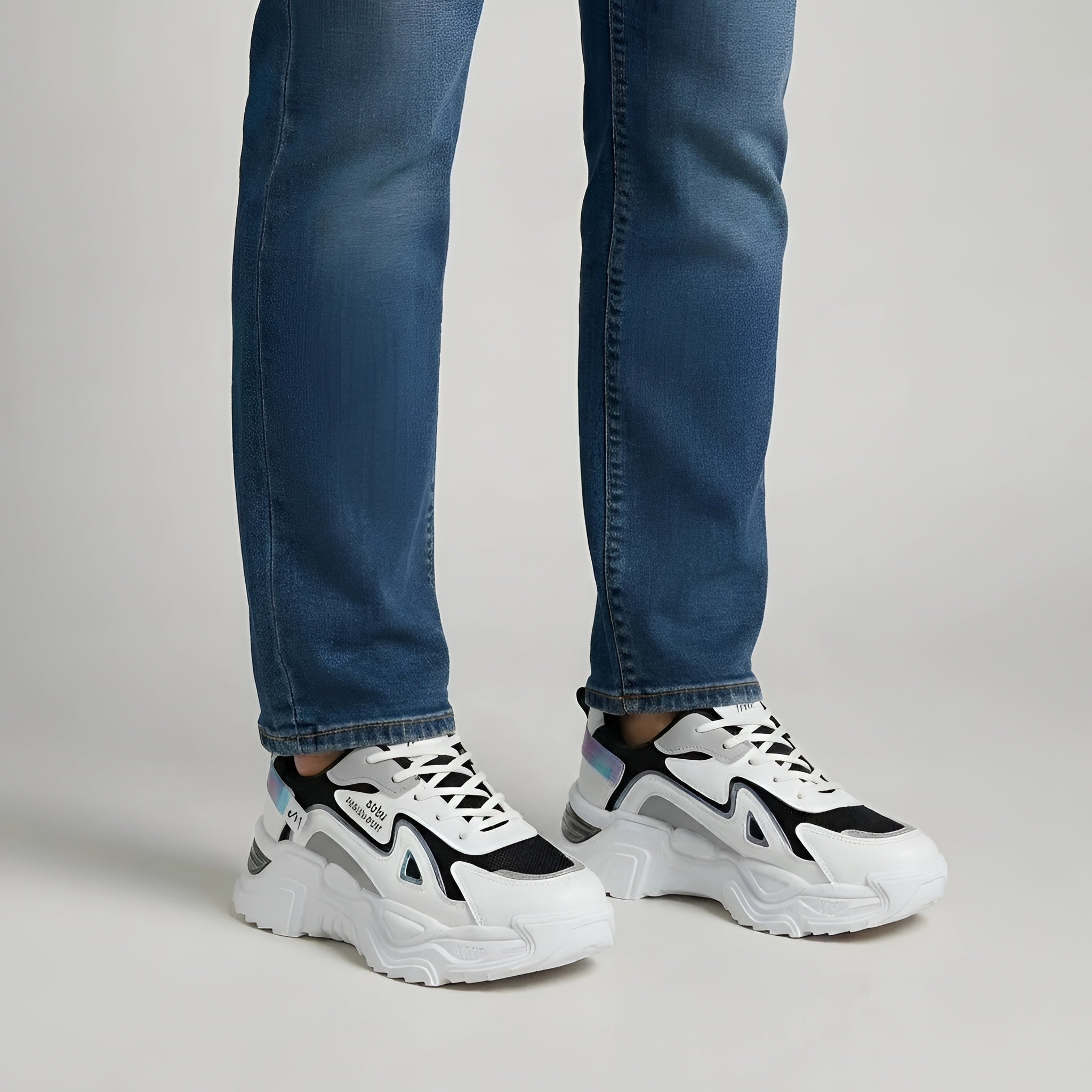 Chunky platform sneakers til kvinder, sportssko med høj sål, snørebånd, afslappet og komfortabel
