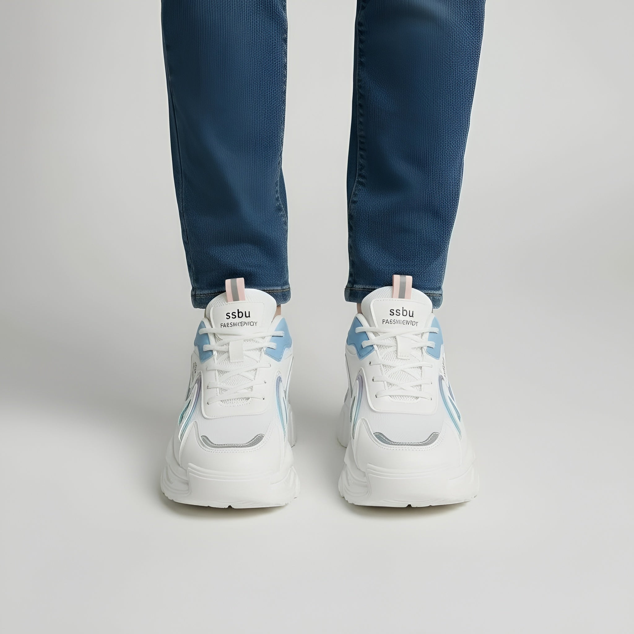 Chunky platform sneakers til kvinder, sportssko med høj sål, snørebånd, afslappet og komfortabel