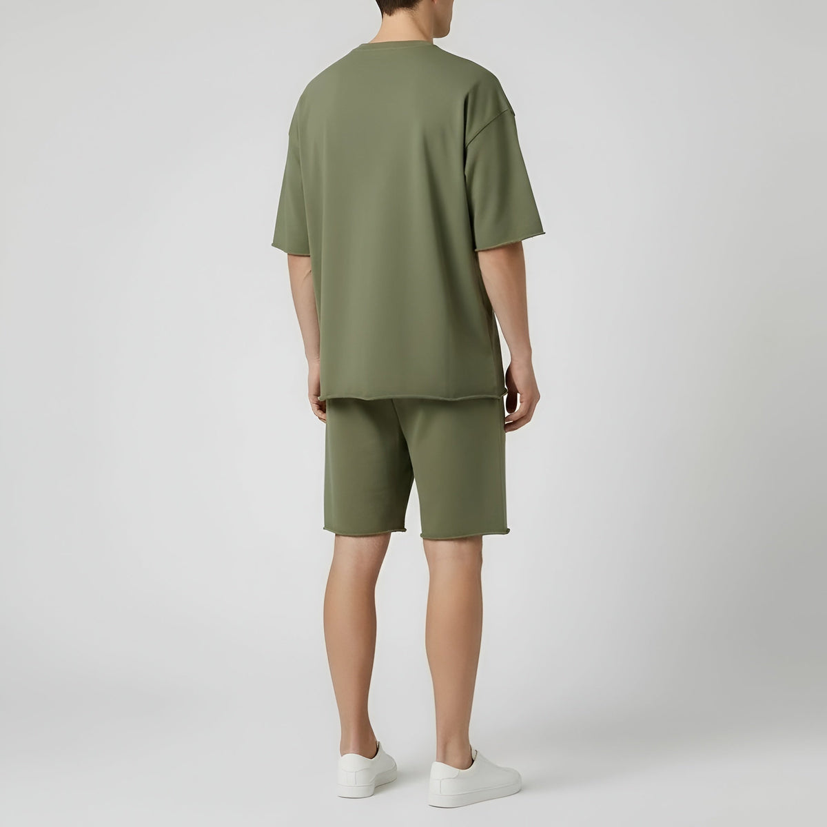 Męski komplet: bawełniany T-shirt i szorty, casualowy, letni, sportowy