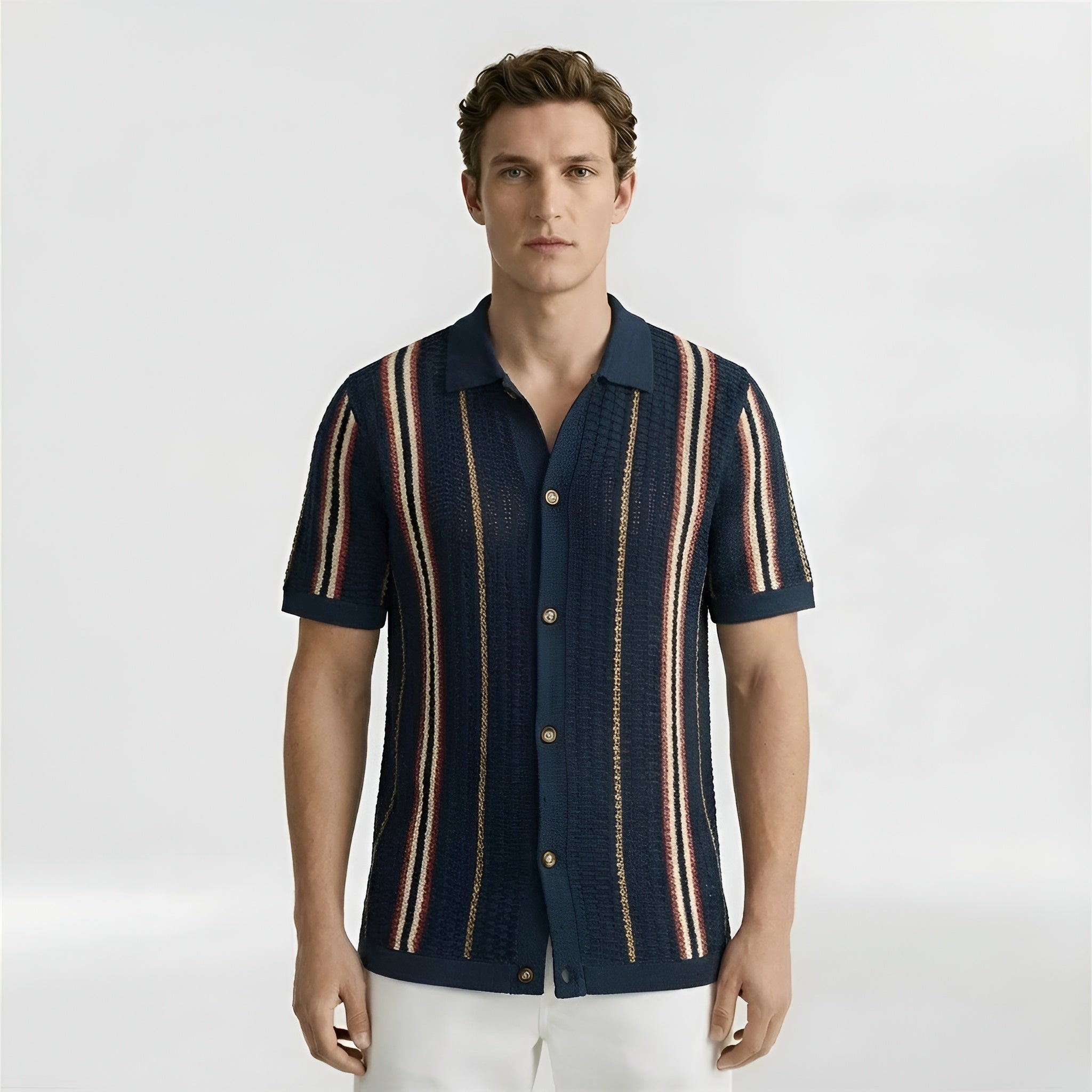 Camicia Uomo a Maglia Maniche Corte con Colletto Camicia Casual Traspirante Uomo