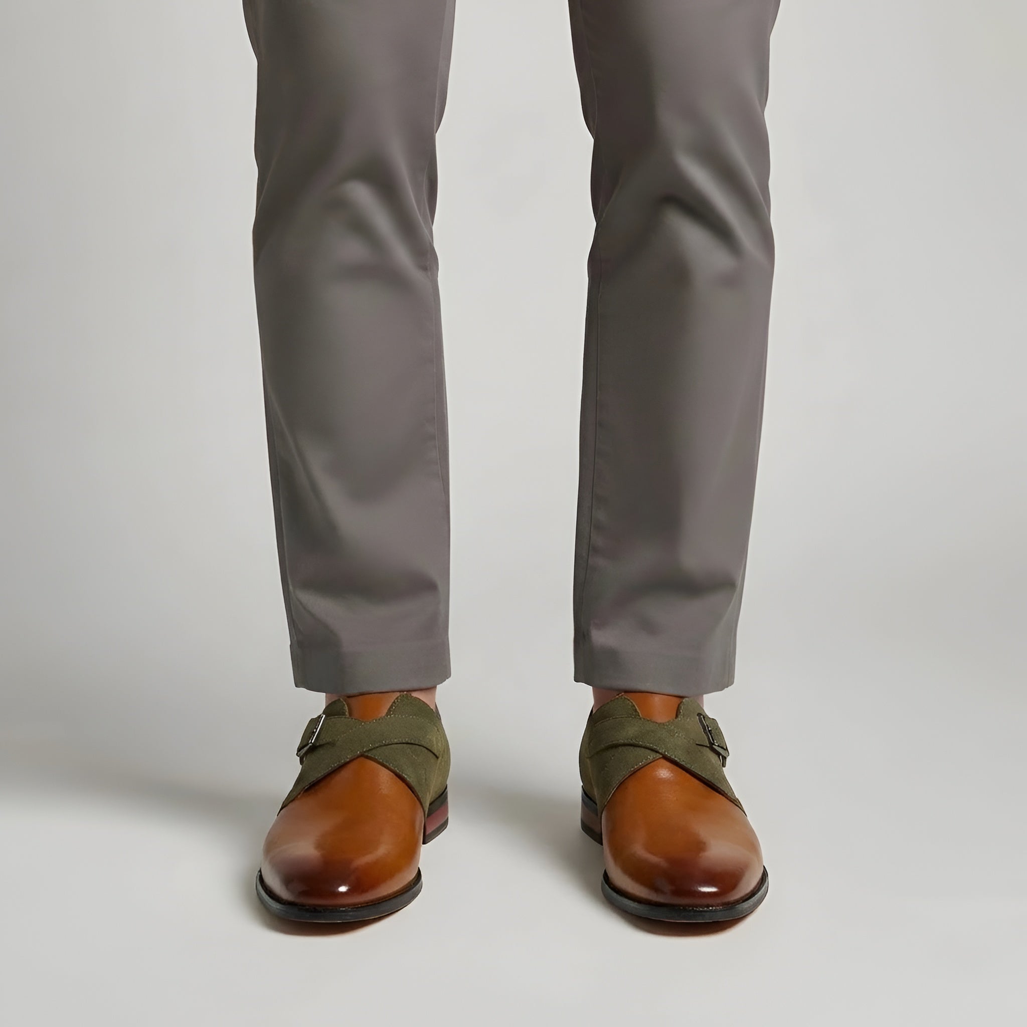 Scarpe Eleganti Uomo Monk Strap con Fibbia in Pelle Sintetica Scarpe Formali Uomo