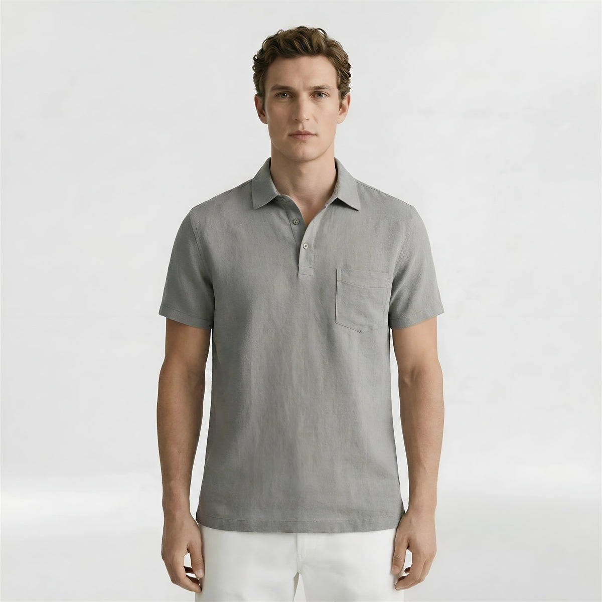 Ανδρική κοντομάνικη polo μπλούζα από βαμβάκι, casual πλεκτή polo με γιακά και κουμπιά