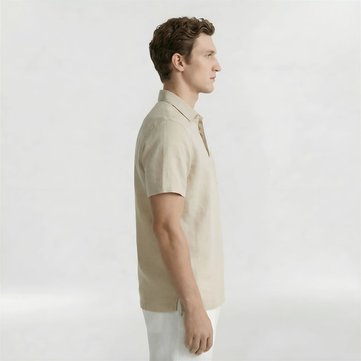 Polo homme à manches courtes en coton, style décontracté, avec col boutonné