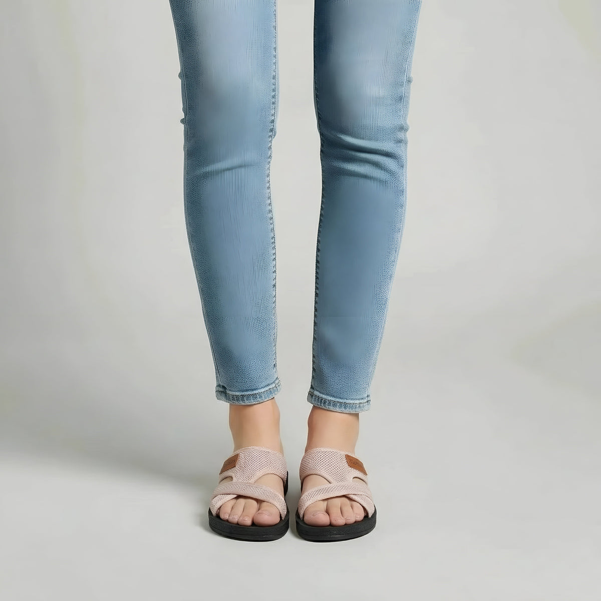 Sandali Donna Infradito Casual con Fasce in Tessuto Ciabatte Estive Suola Gomma