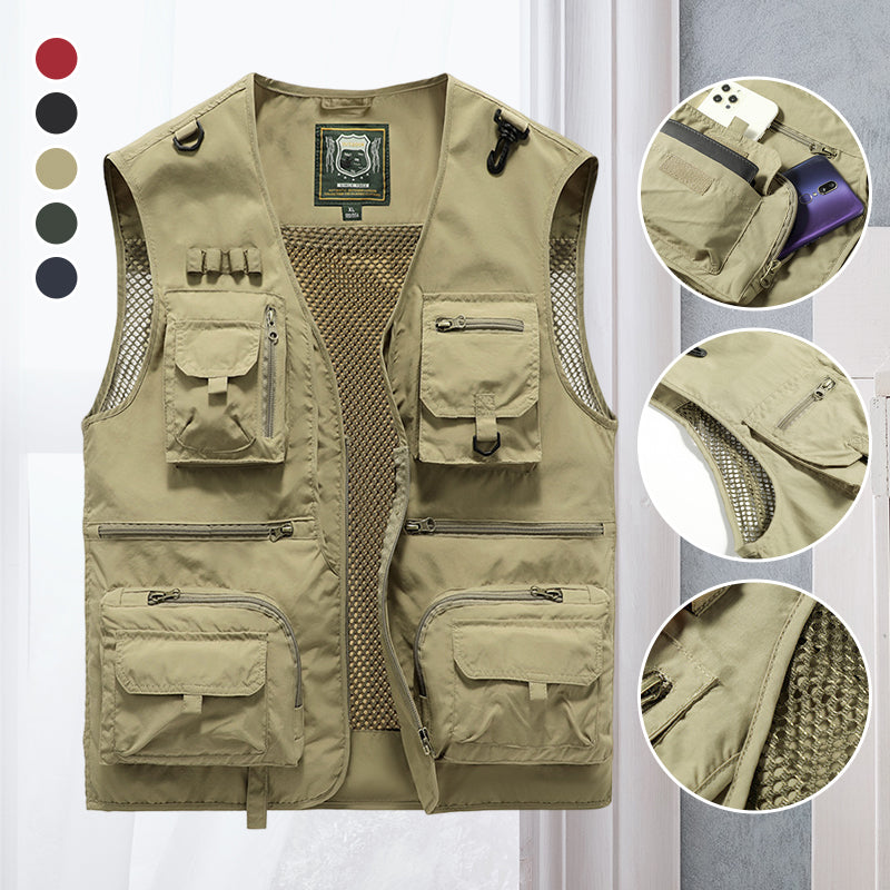 Gilet d’été léger à nombreuses poches pour homme - Veste sans manches respirante