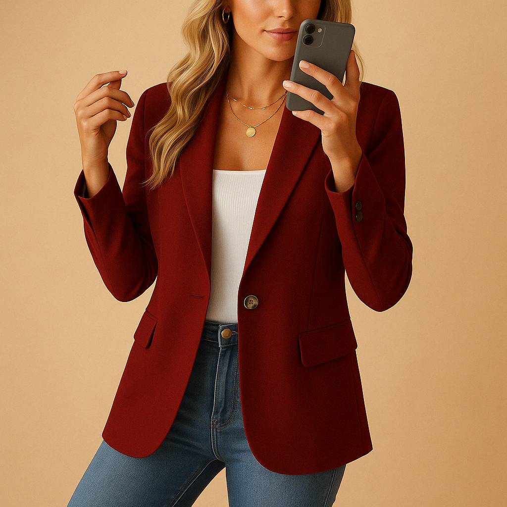Blazer Donna Elegante Monopetto Slim Fit con Revers Classico