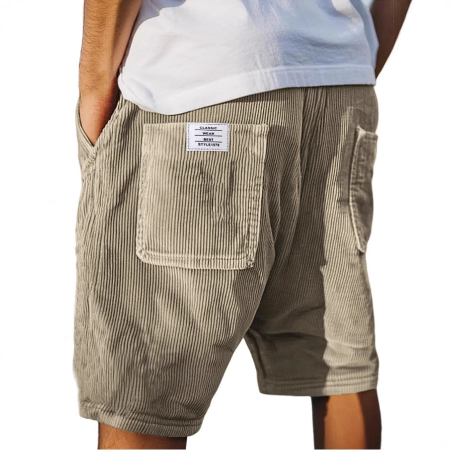 Pantaloncini da Uomo con Struttura a Coste e Tasche Cucite