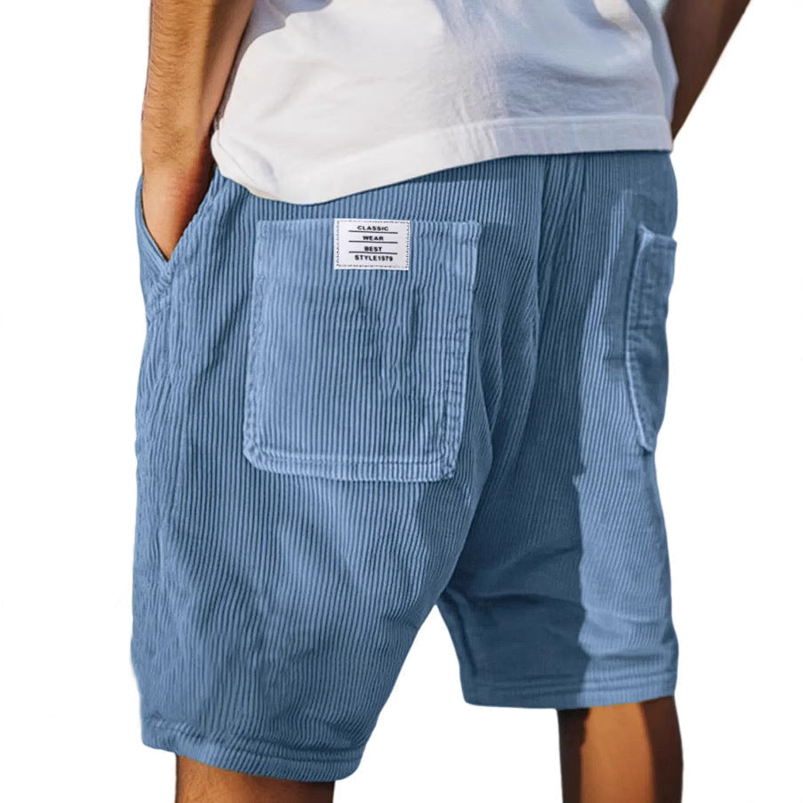 Pantaloncini da Uomo con Struttura a Coste e Tasche Cucite