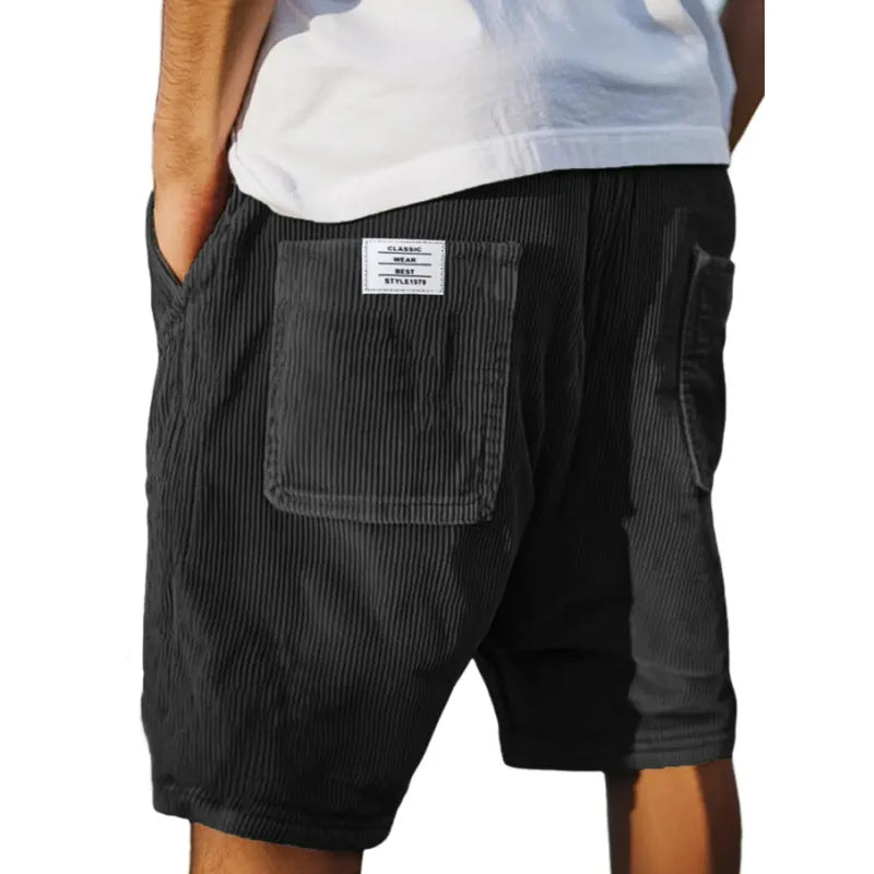 Pantaloncini da Uomo con Struttura a Coste e Tasche Cucite