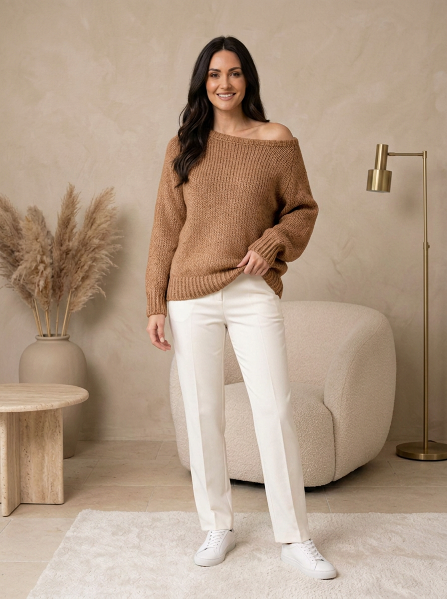 Maglione Oversize da Donna con Scollo a Barca