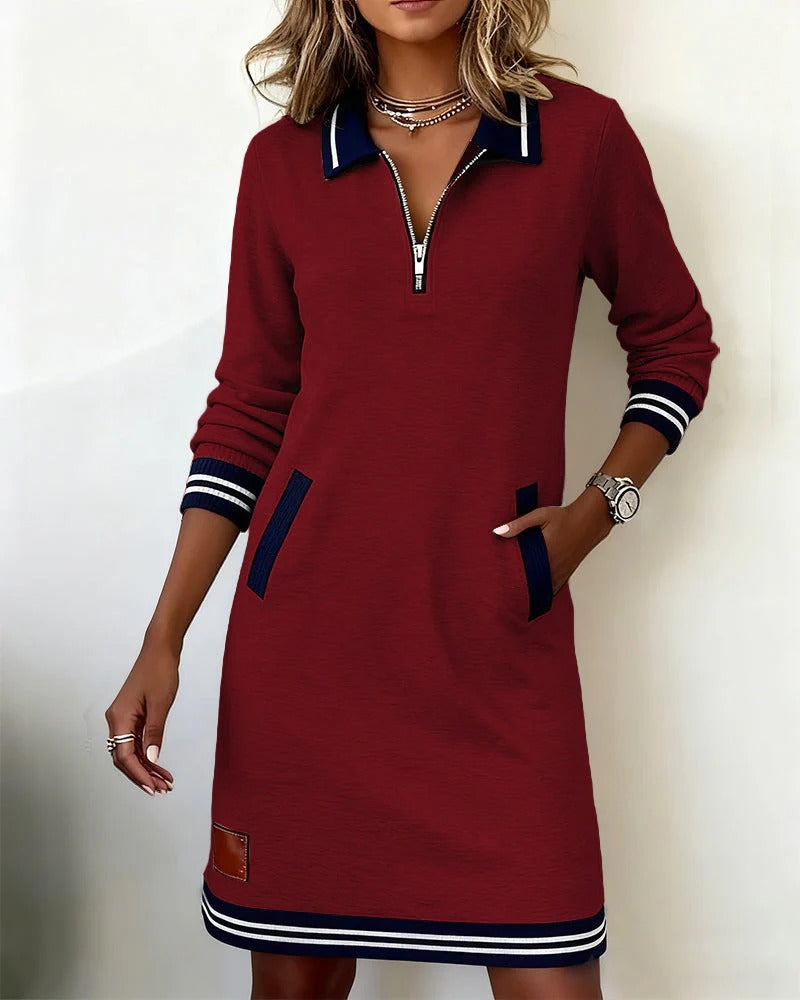 Elegante Abito in Cotone a Maniche Lunghe