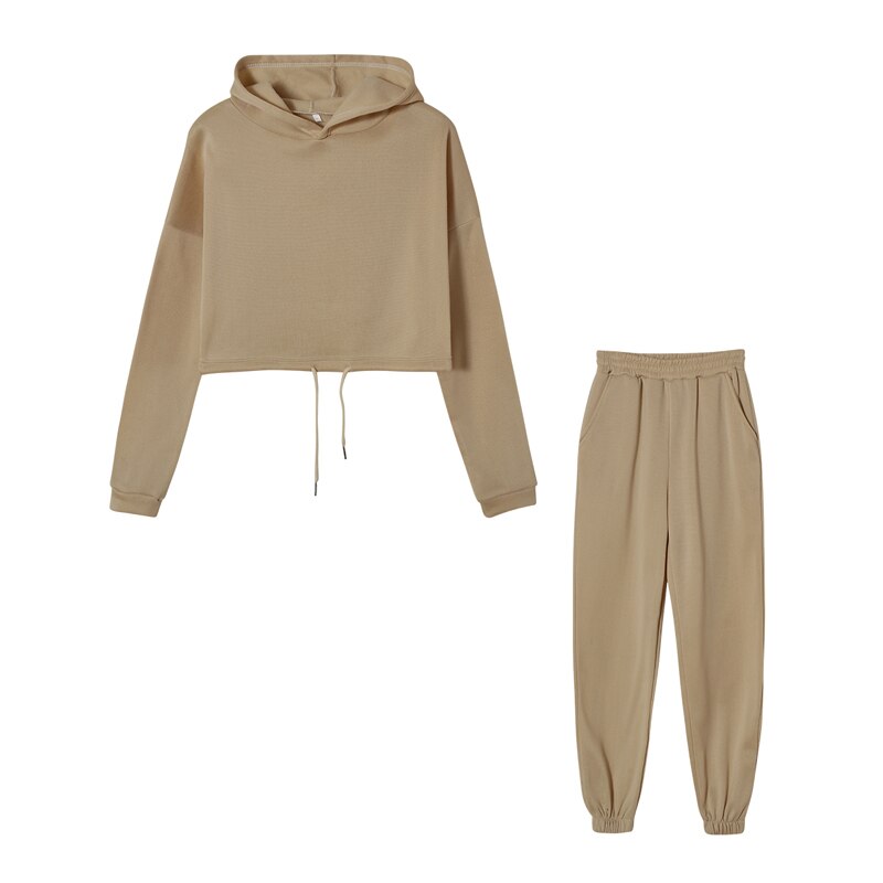Completo Donna con Felpa Crop e Pantaloni Jogger