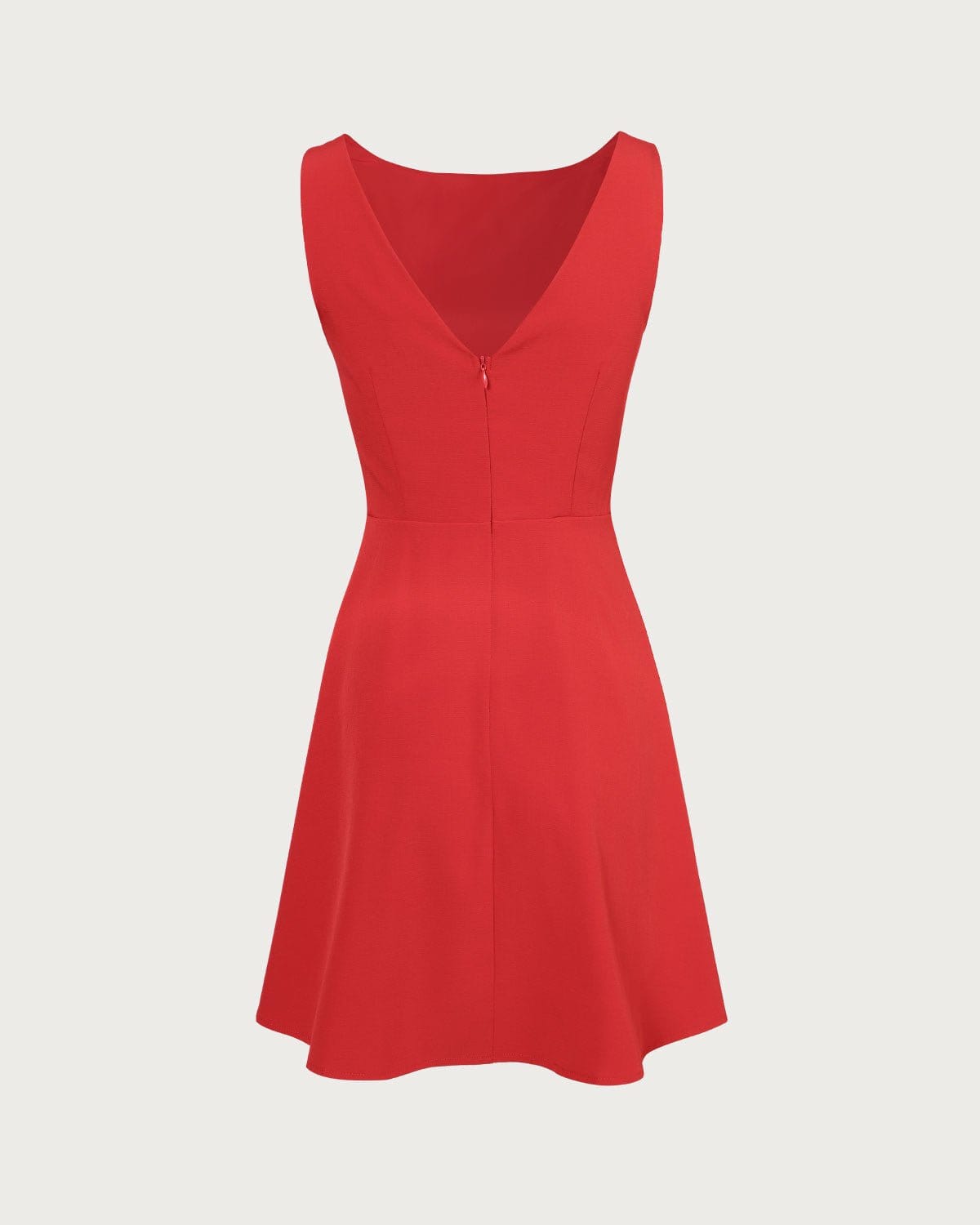 Vestido Mini de Dia Sem Mangas com Decote Canoa e Cintura Alta